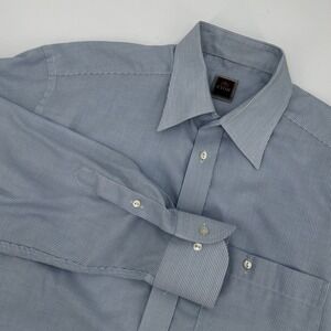 Eton Mens Blue Herringbone Pinstripe Dress Shirt Long Sleeve Button Up 17/43‎